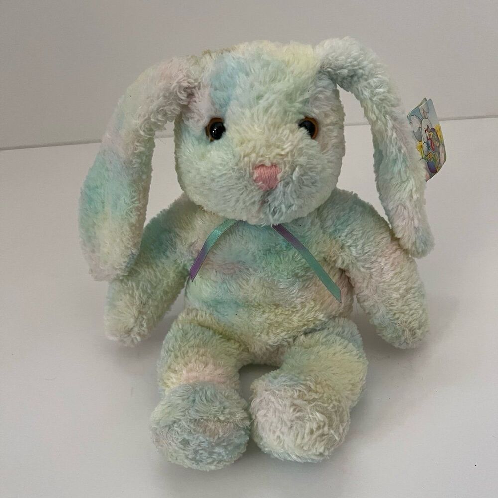 Vintage Fiesta 6" Rainbow Tie Dyed Bean Bag Kohair‎ Bunny Plush Stuffed Animal